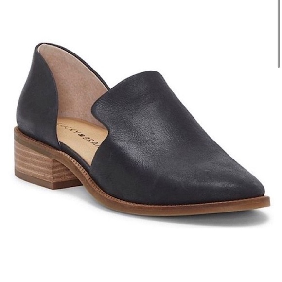 Lucky Brand Gennifa Black Leather Cutout Slip On Loafer Size 6M - Picture 1 of 8